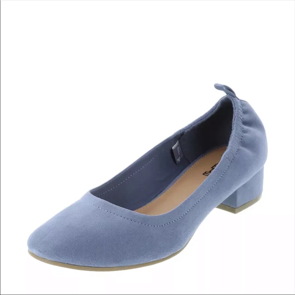 Brash Women’s Abby Powder Blue Suede Long Vamp Scrunch Heel Slip-On Shoes